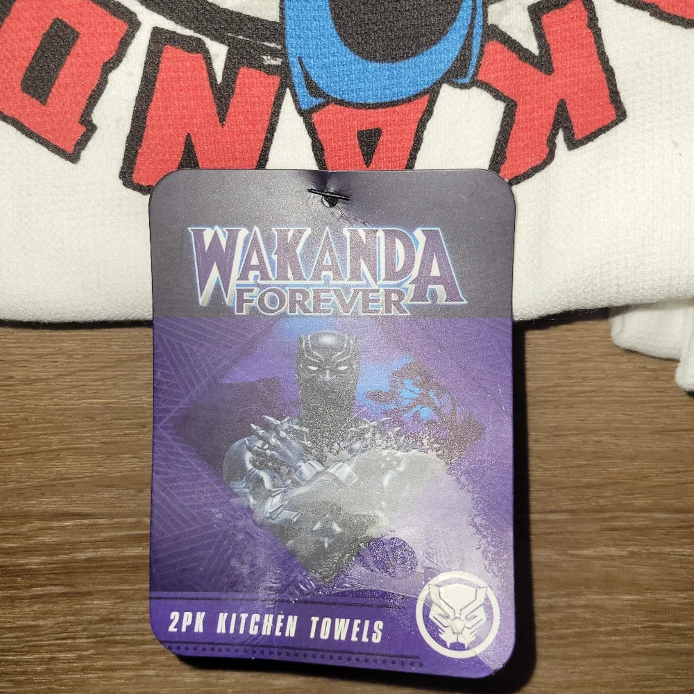 2 - Two Packs Wakanda Forever Since 1966 Marvel Comics Cotton Kitchen Towels